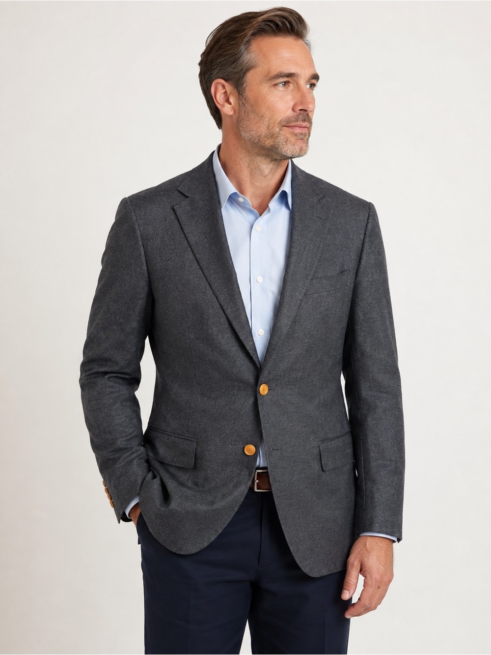 ESQ Loro Piana Gray Blazer Sports Coat Cashmere Blend Silk Lining